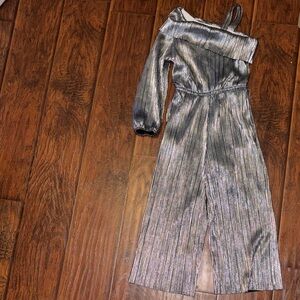 Justice Metallic Silver off The Shoukder Pant Romper